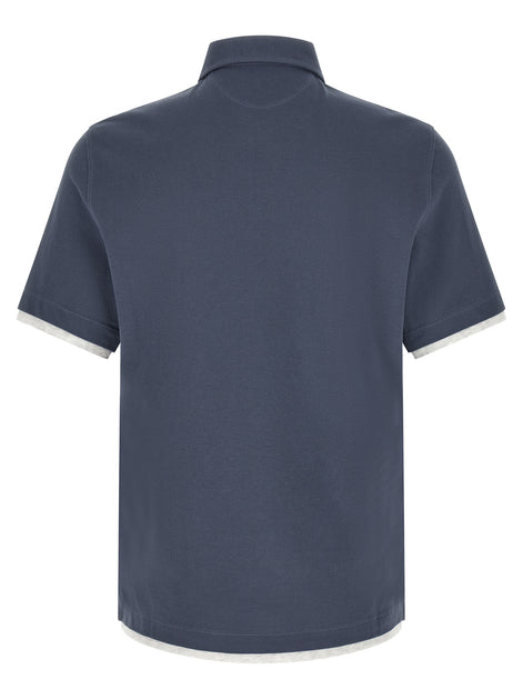Brunello Cucinelli Blue Cotton Polo Shirt