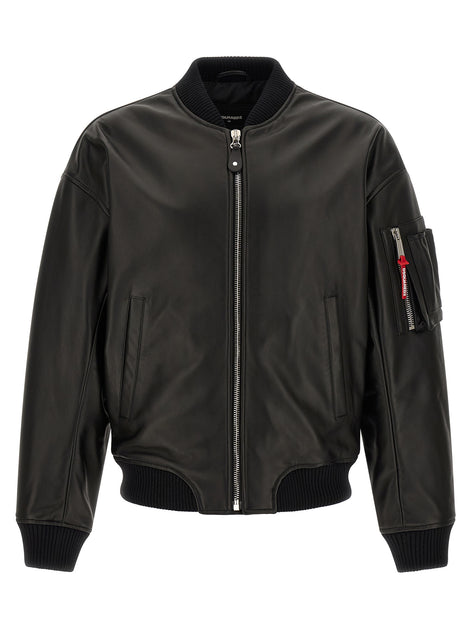 Dsquared² Black Leather Leather Jacket