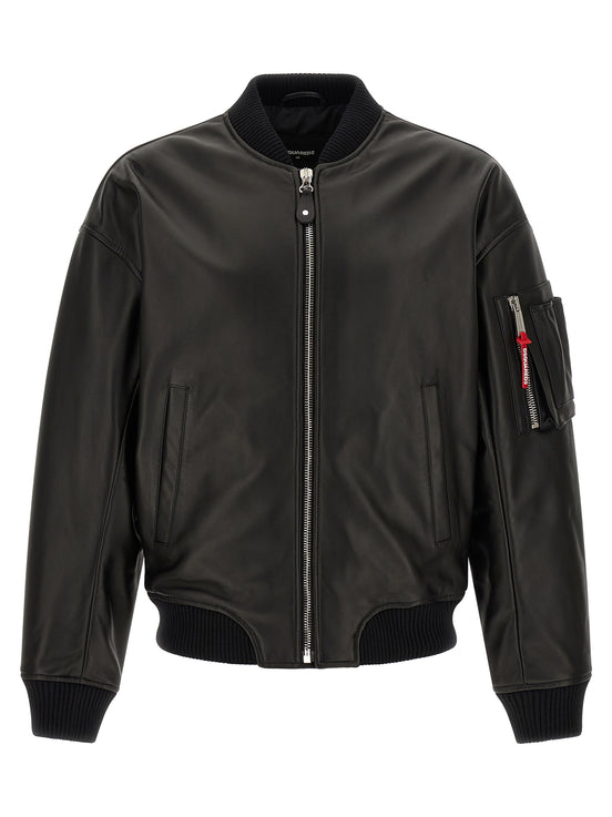 Dsquared² Black Leather Leather Jacket