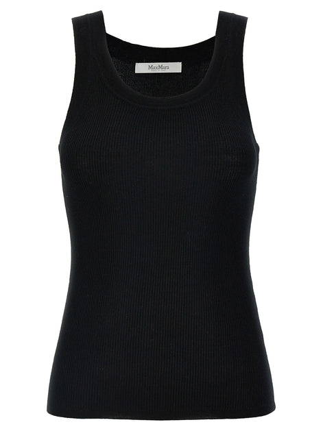 Max Mara Black Virgin Wool Sleeveles T-Shirt