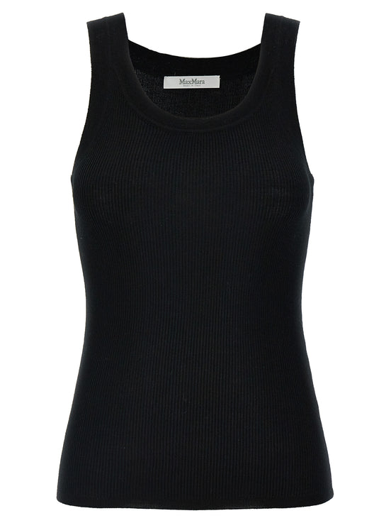Max Mara Black Virgin Wool Sleeveles T-Shirt