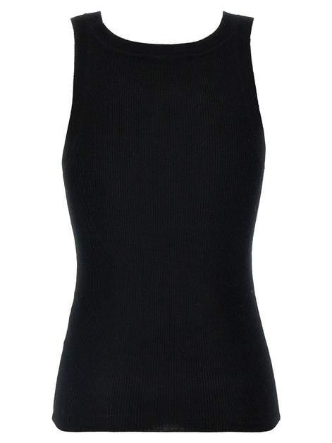 Max Mara Black Virgin Wool Sleeveles T-Shirt