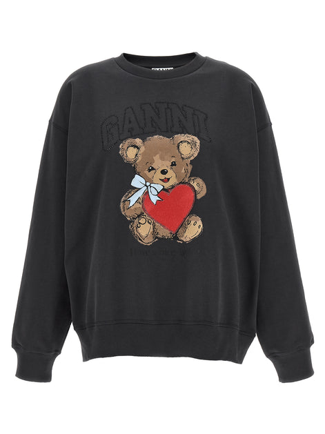 Ganni Black Organic Cotton Sweatshirt