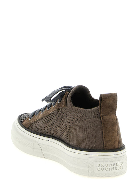 Brunello Cucinelli Brown Cotton Low Top Sneakers