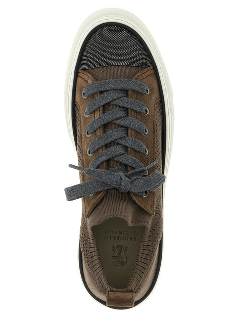 Brunello Cucinelli Brown Cotton Low Top Sneakers
