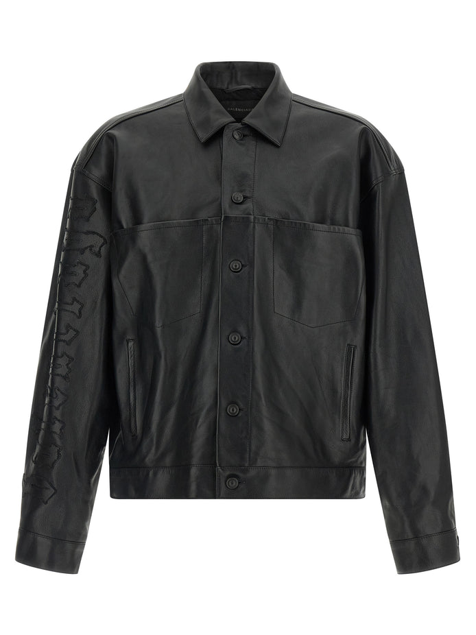 Balenciaga Black Buffalo Leather Leather Jacket