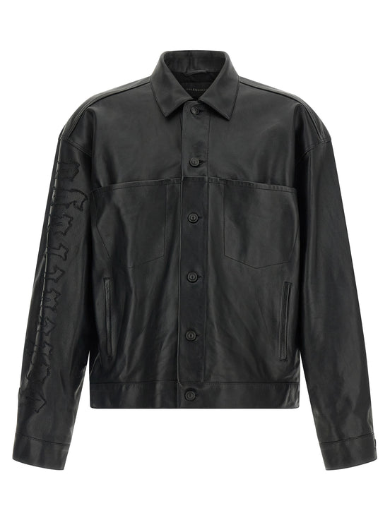 Balenciaga Black Buffalo Leather Leather Jacket
