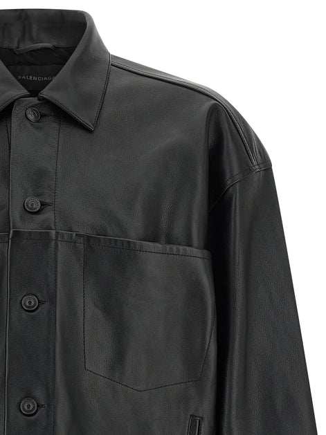 Balenciaga Black Buffalo Leather Leather Jacket