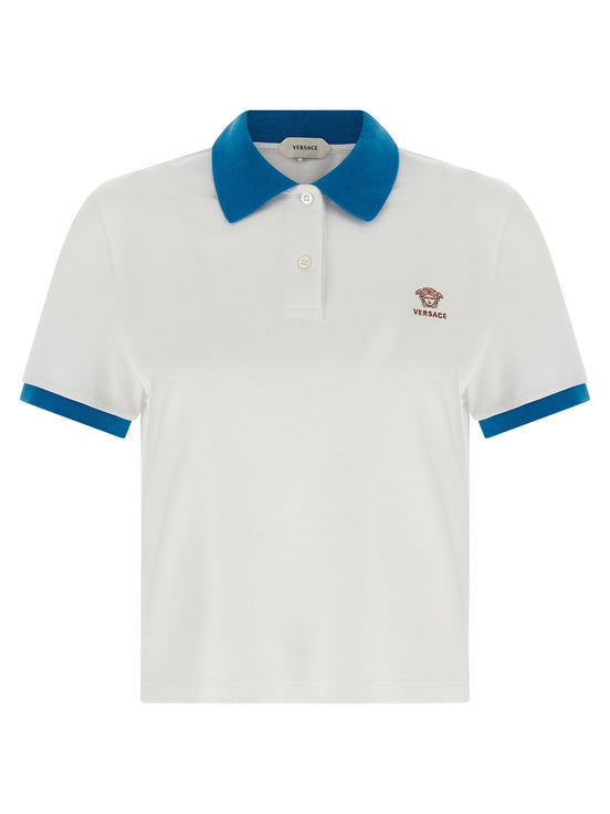 Versace Blue Cotton Polo Shirt