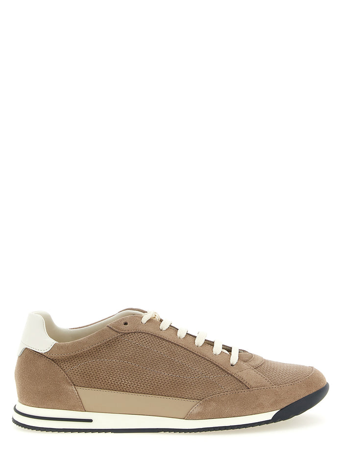Brunello Cucinelli Beige Calfskin Low Top Sneakers