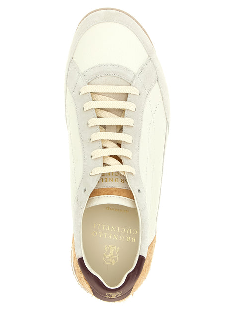 Brunello Cucinelli Beige Nubuc Leather Low Top Sneakers