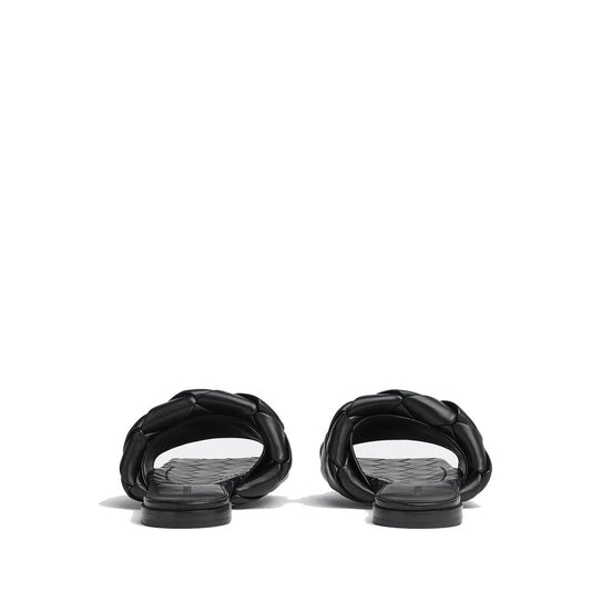 Bottega Veneta Black Lamb Leather Flat Sandals