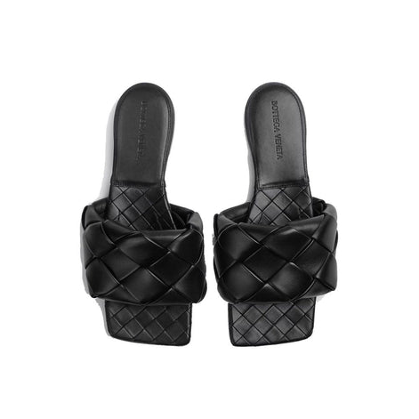 Bottega Veneta Black Lamb Leather Flat Sandals
