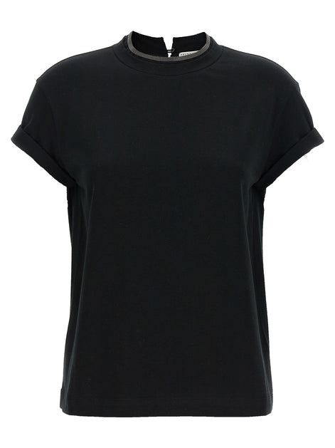 Brunello Cucinelli Black Cotton T-Shirt