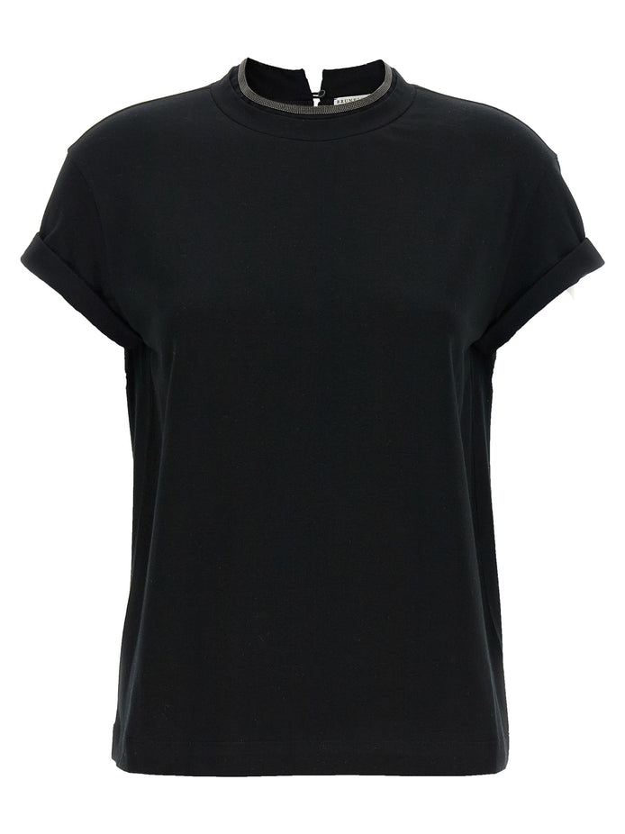 Brunello Cucinelli Black Cotton T-Shirt
