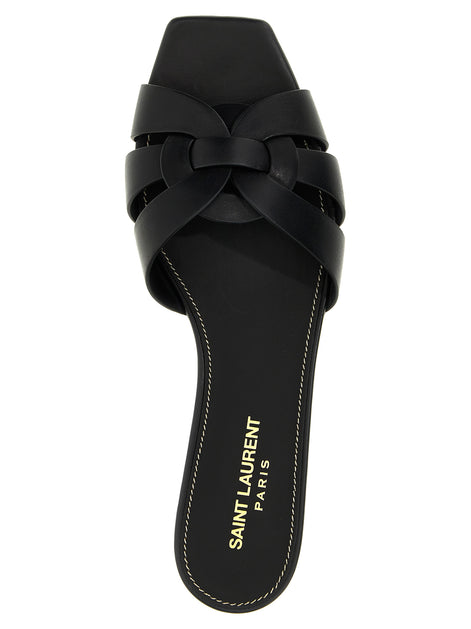 Saint Laurent Black Calfskin Slides
