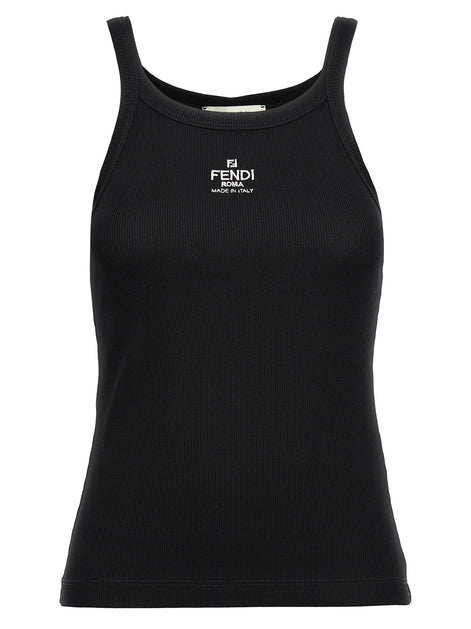 Fendi Black Cotton Sleeveles T-Shirt