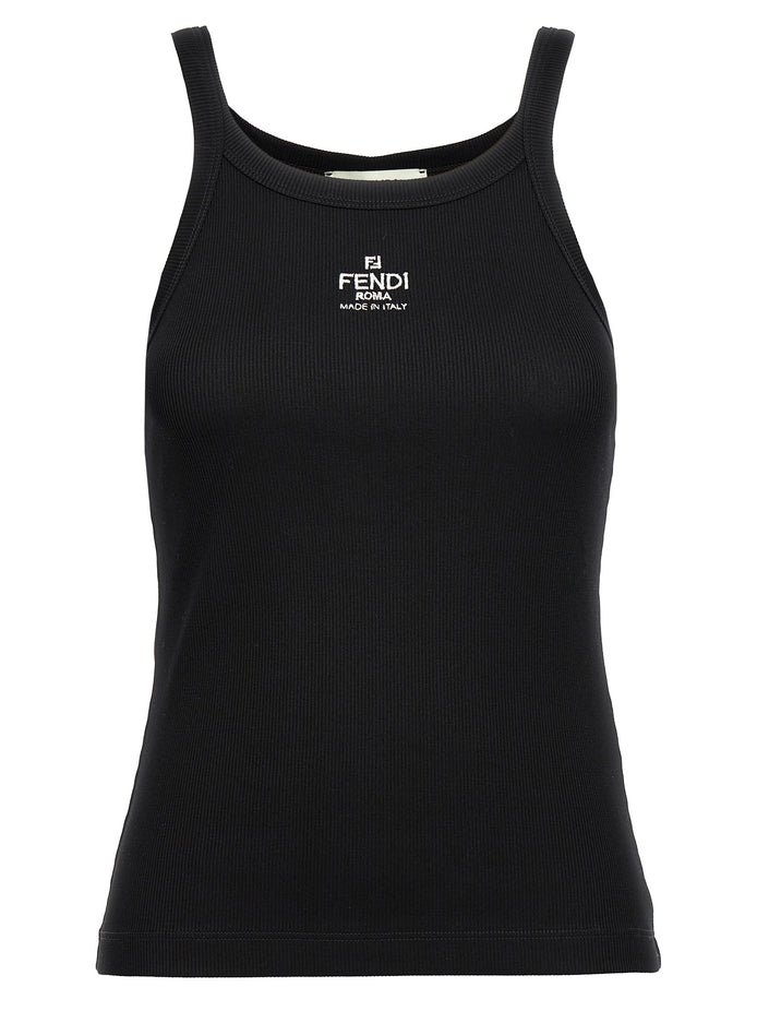 Fendi Black Cotton Sleeveles T-Shirt