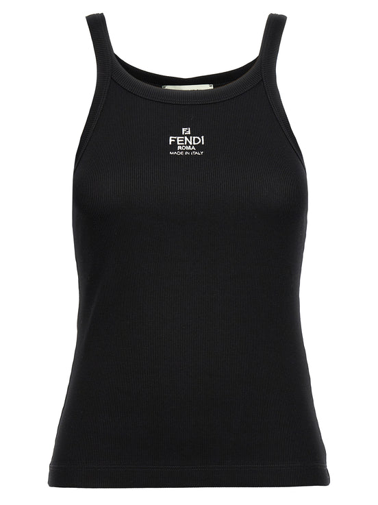 Fendi Black Cotton Sleeveles T-Shirt