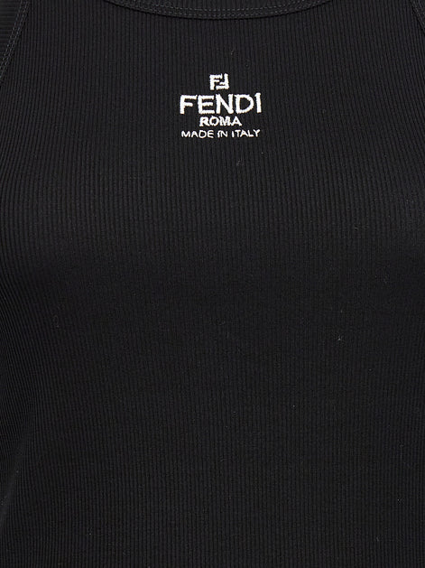 Fendi Black Cotton Sleeveles T-Shirt