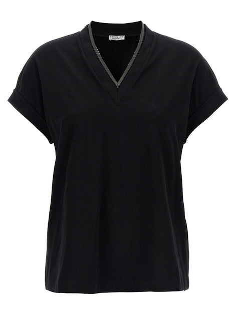 Brunello Cucinelli Black Cotton T-Shirt
