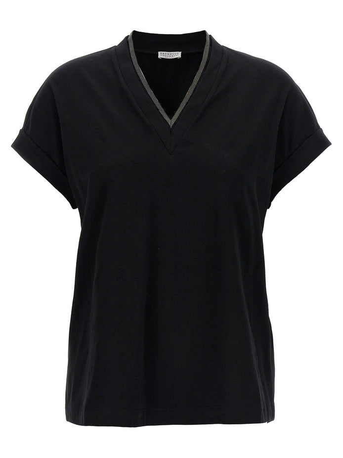 Brunello Cucinelli Black Cotton T-Shirt