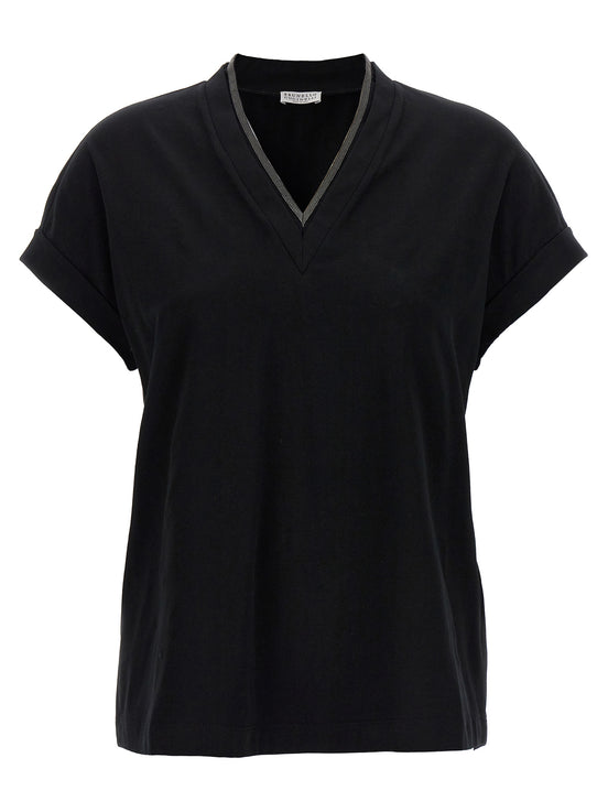 Brunello Cucinelli Black Cotton T-Shirt