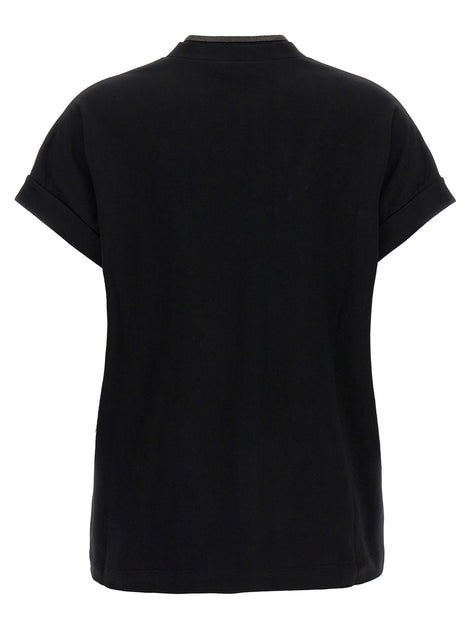 Brunello Cucinelli Black Cotton T-Shirt
