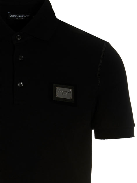 Dolce & Gabbana Black Cotton Polo Shirt