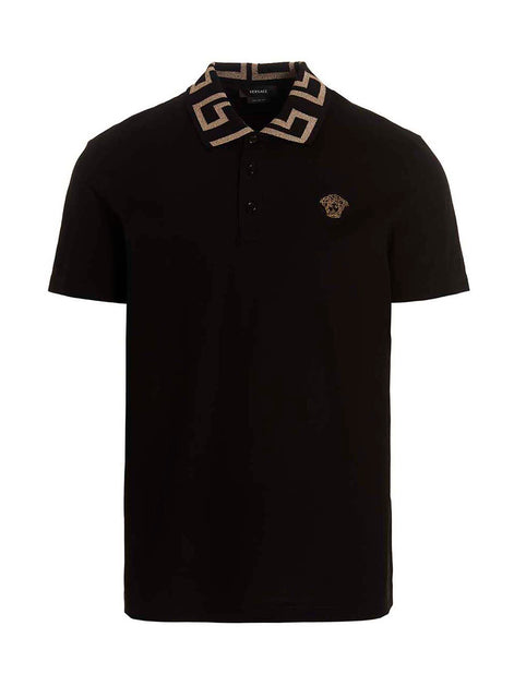Versace Black Cotton Polo Shirt