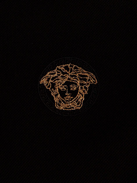 Versace Black Cotton Polo Shirt