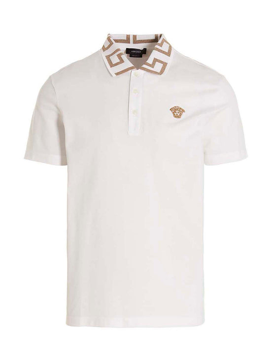 Versace White Cotton Polo Shirt