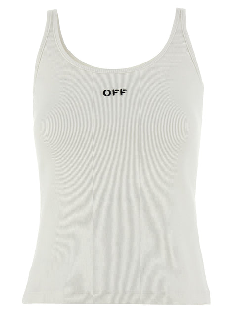 Off-White White Cotton Sleeveles T-Shirt