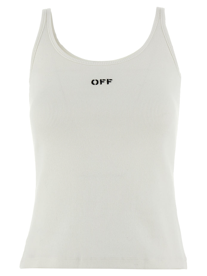 Off-White White Cotton Sleeveles T-Shirt