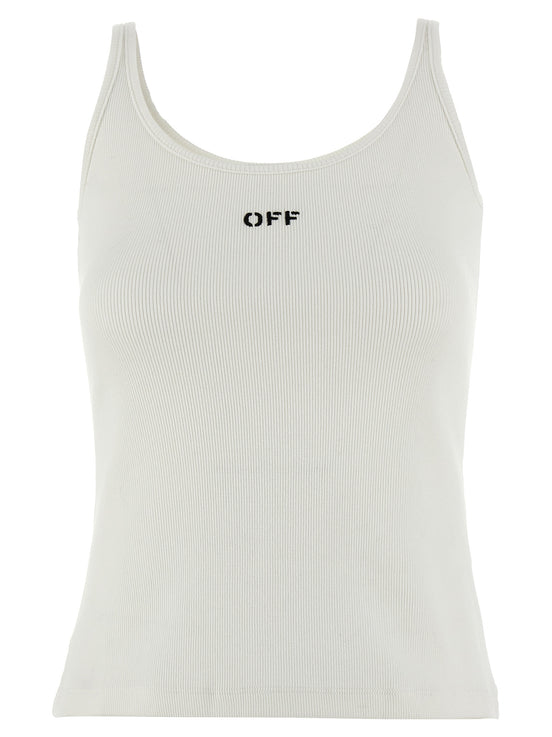 Off-White White Cotton Sleeveles T-Shirt