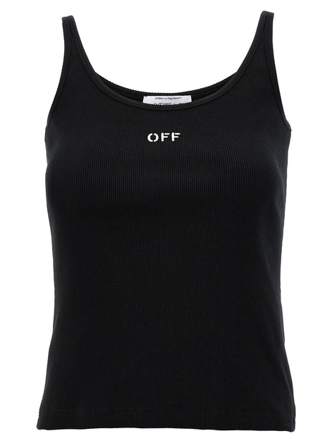 Off-White Black Cotton Sleeveles T-Shirt