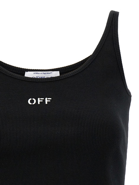 Off-White Black Cotton Sleeveles T-Shirt