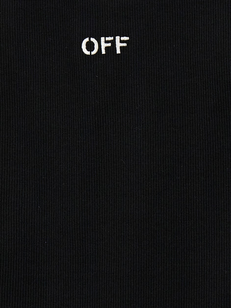 Off-White Black Cotton Sleeveles T-Shirt