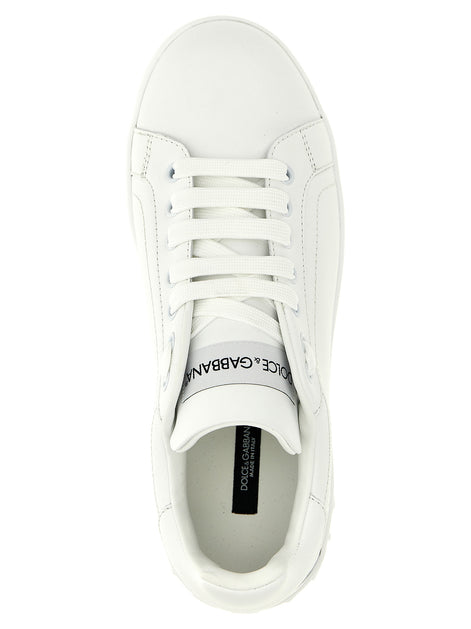 Dolce & Gabbana White Calfskin Low Top Sneakers