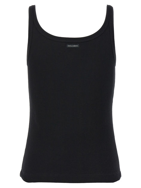 Dolce & Gabbana Black Cotton Tank Tops