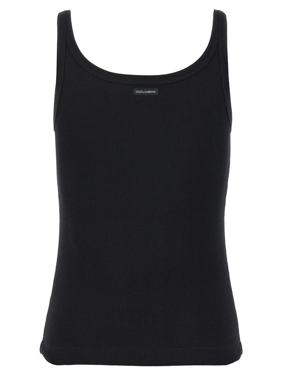Dolce & Gabbana Black Cotton Tank Tops