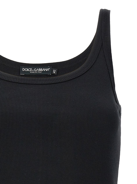 Dolce & Gabbana Black Cotton Tank Tops