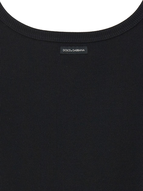 Dolce & Gabbana Black Cotton Tank Tops