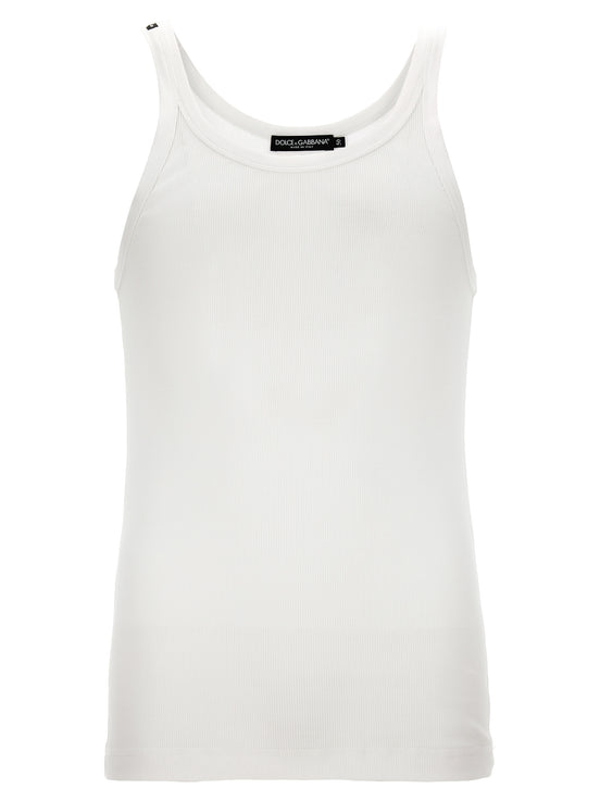 Dolce & Gabbana White Cotton Tank Tops