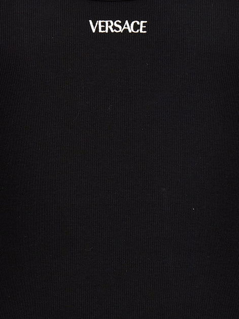 Versace Black Cotton Sleeveles T-Shirt