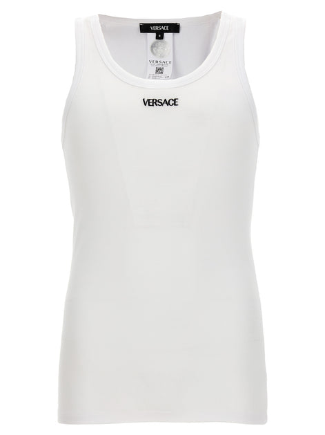 Versace White Cotton Sleeveles T-Shirt