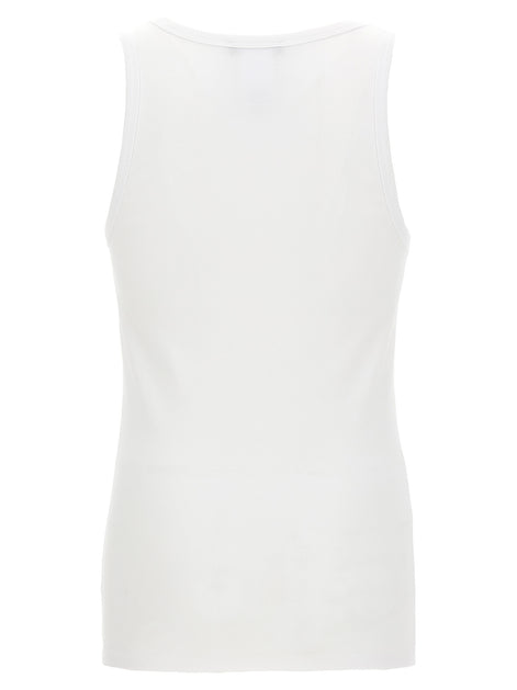 Versace White Cotton Sleeveles T-Shirt