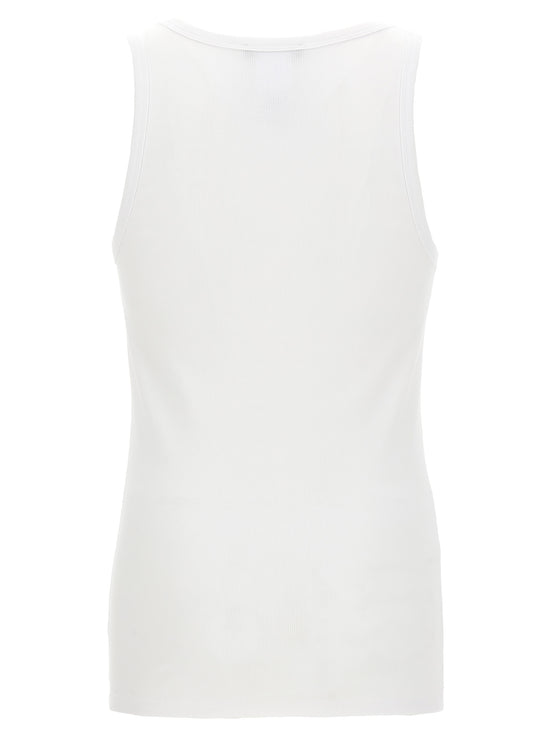 Versace White Cotton Sleeveles T-Shirt