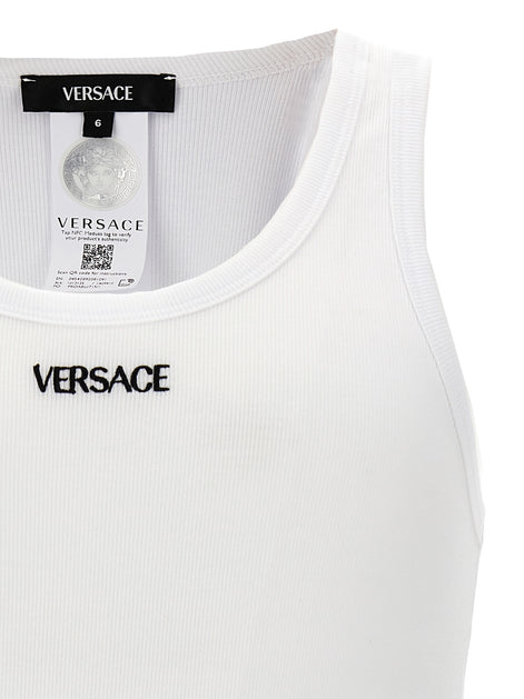 Versace White Cotton Sleeveles T-Shirt