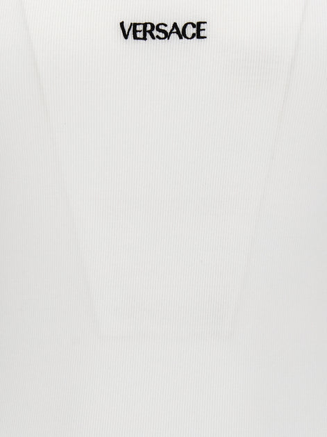 Versace White Cotton Sleeveles T-Shirt